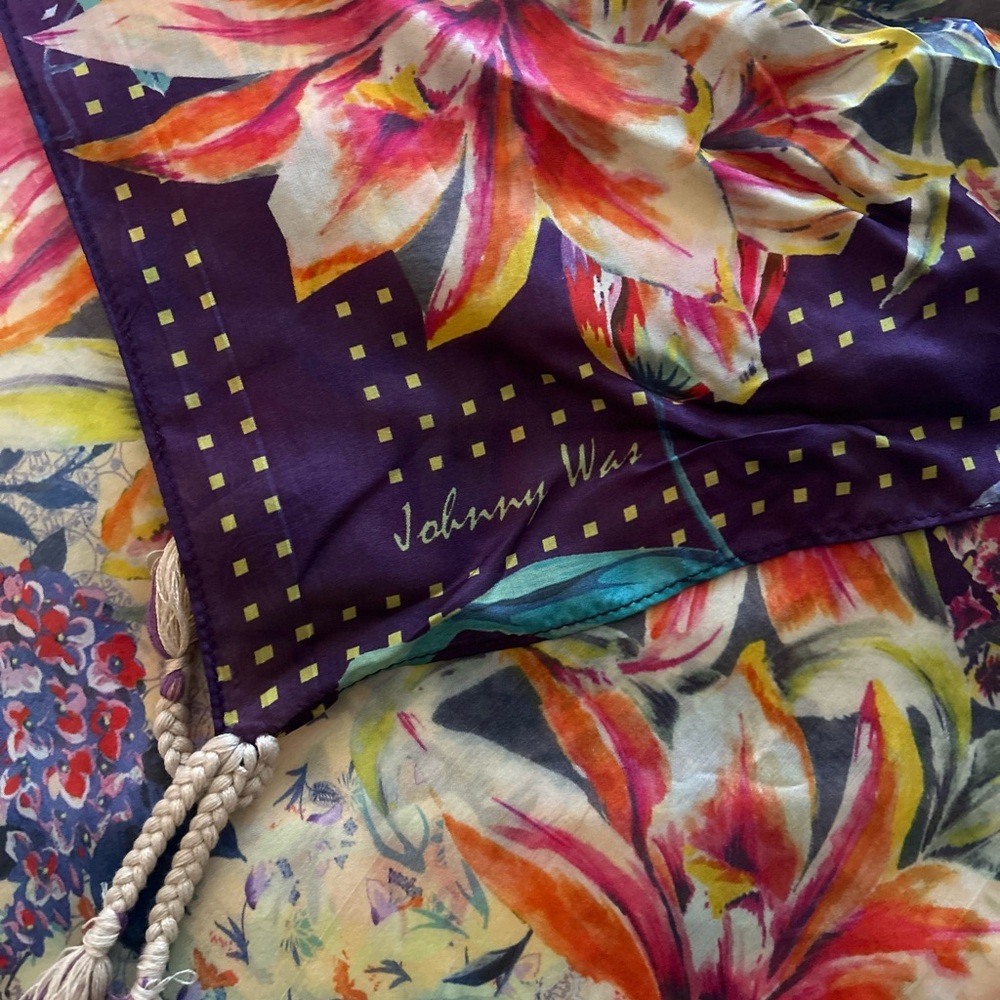 Johnny Was Floral Scarf - Purple